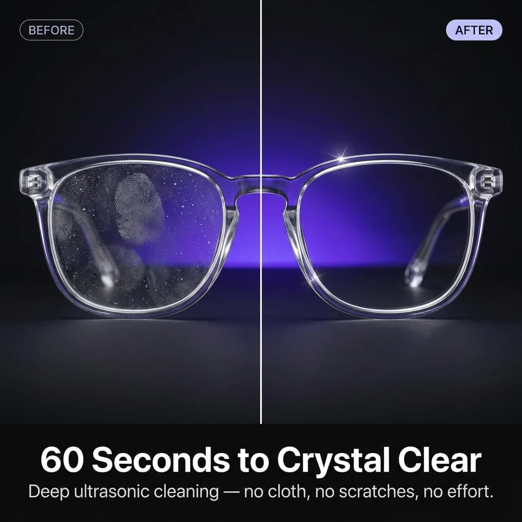CrystalLens™ Ultrasonic Glass Cleaner | Remove Dirt, Oil & Smudges Instantly